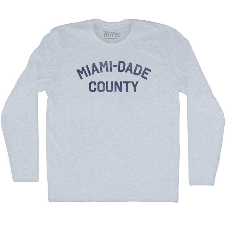 Miami Dade County Adult Tri-Blend Long Sleeve T-shirt - Athletic White