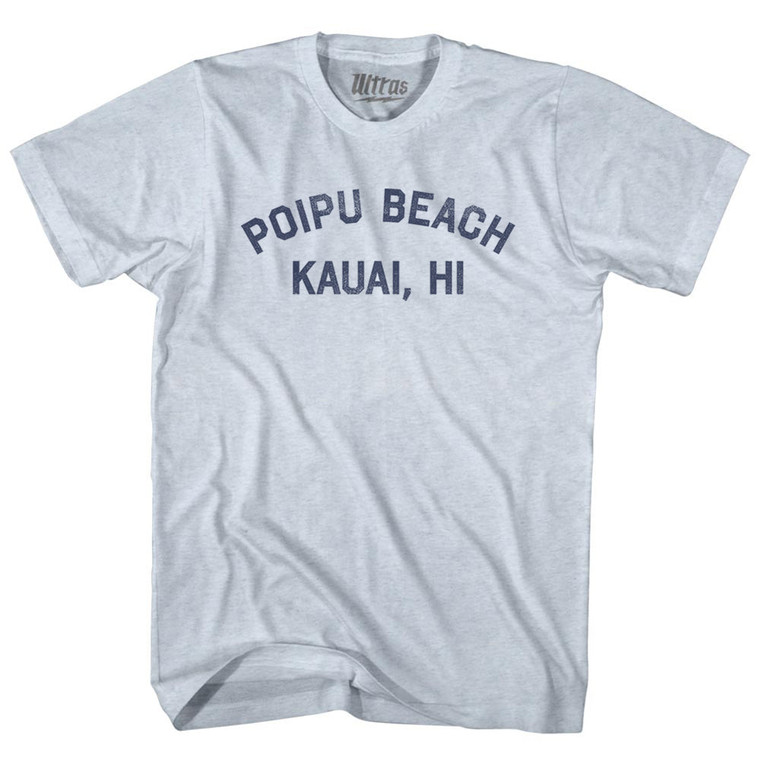 Poipu Beach Kauai, HI Adult Tri-Blend T-shirt - Athletic White