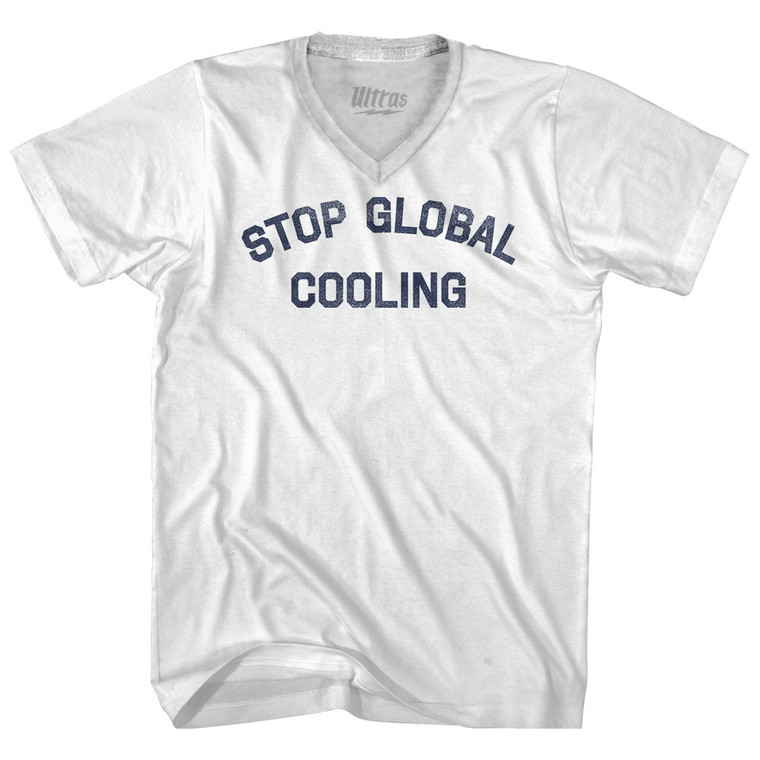 Stop Global Cooling Adult Tri-Blend V-neck T-shirt - White
