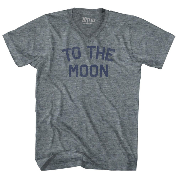 To The Moon Adult Tri-Blend V-neck T-shirt - Athletic Grey