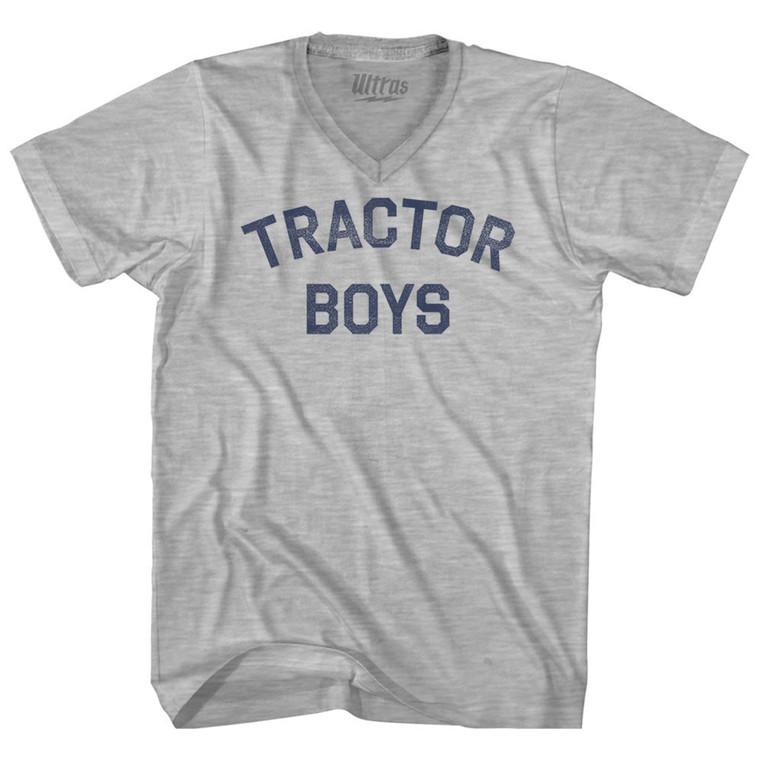 Tractor Boys Adult Cotton V-neck T-shirt - Grey Heather
