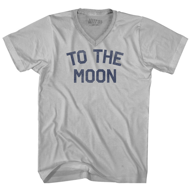 To The Moon Adult Tri-Blend V-neck T-shirt - Cool Grey