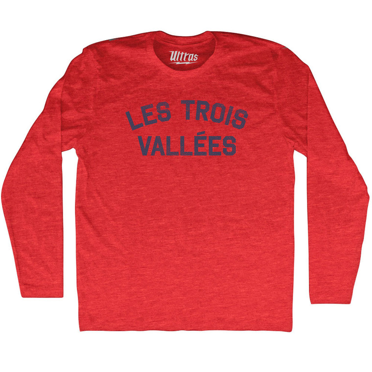 Les Trois Vallees Adult Tri-Blend Long Sleeve T-shirt - Athletic Red