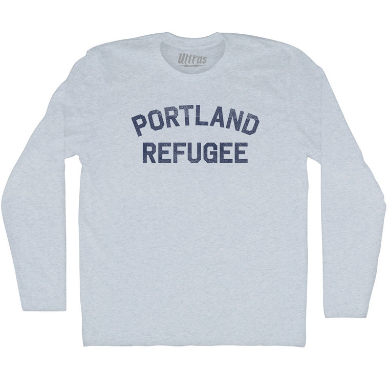 Portland Refugee Adult Tri-Blend Long Sleeve T-shirt - Athletic White