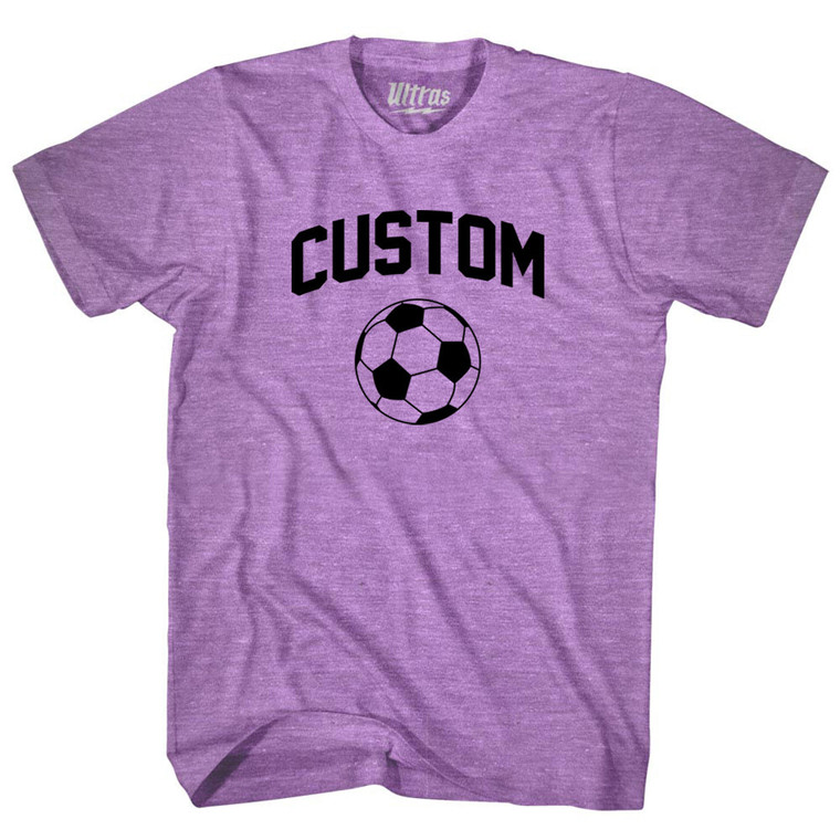 Custom Soccer Ball Adult Tri-Blend T-shirt - Athletic Purple