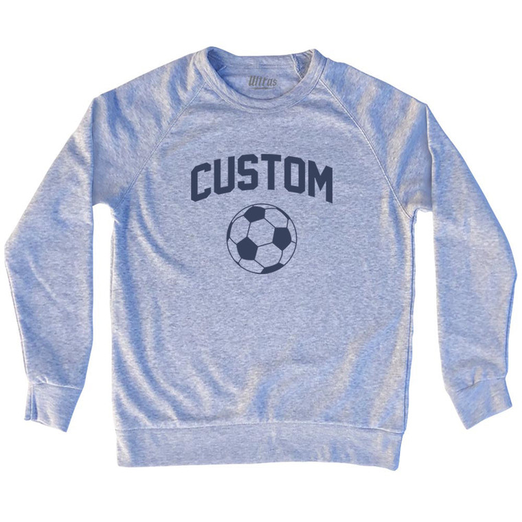 Custom Soccer Ball Adult Tri-Blend Sweatshirt - Grey Heather