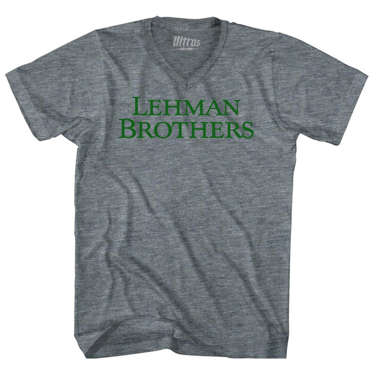 Lehman Brothers Tri-Blend V-neck Womens Junior Cut T-shirt - Athletic Grey