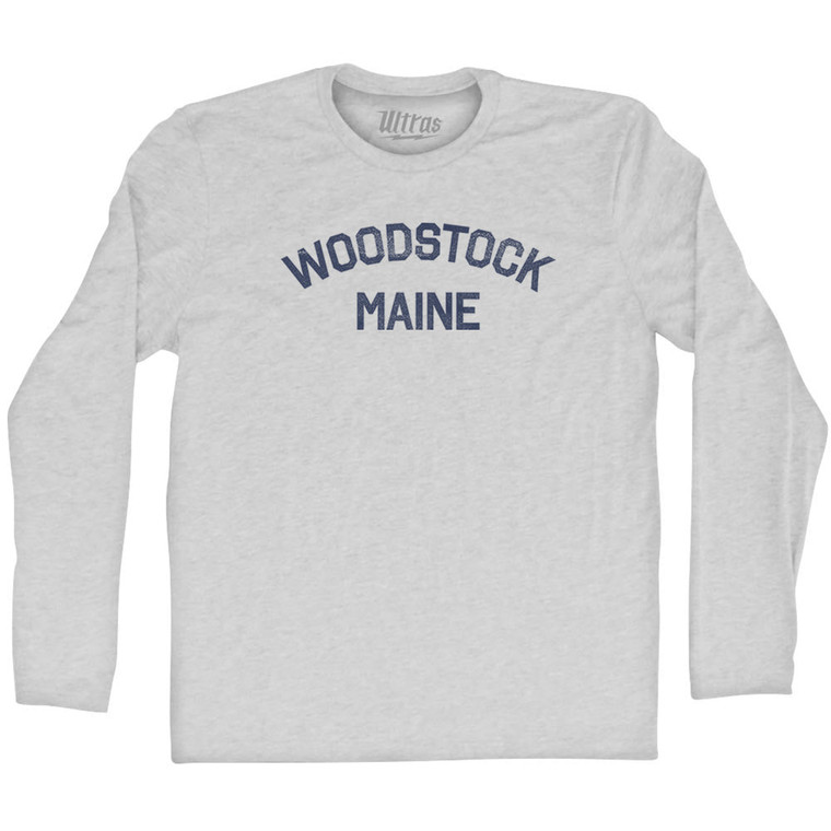 Woodstock Maine Adult Cotton Long Sleeve T-shirt - Grey Heather
