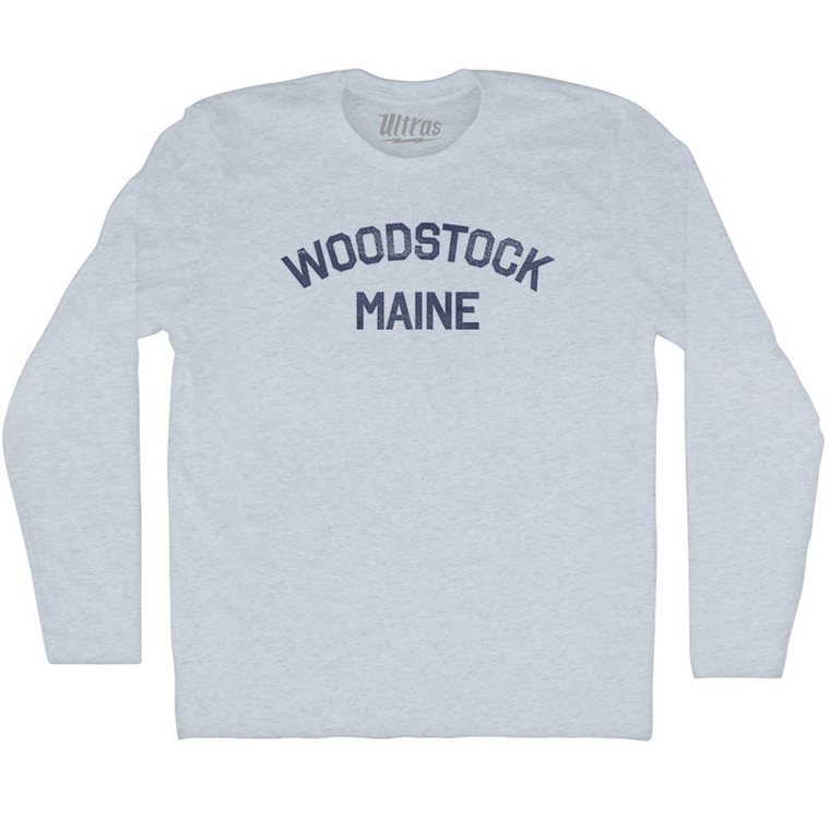 Woodstock Maine Adult Tri-Blend Long Sleeve T-shirt - Athletic White