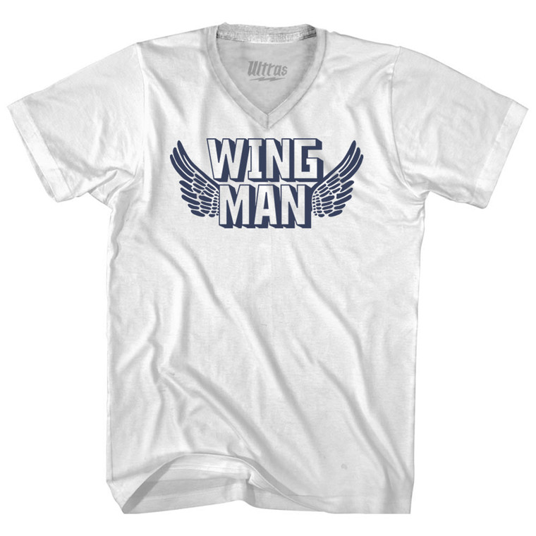 Wing Man Adult Tri-Blend V-neck T-shirt - White