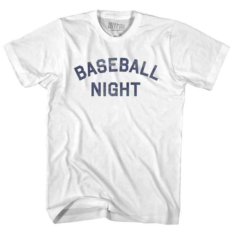 Baseball Night Womens Cotton Junior Cut T-Shirt - White