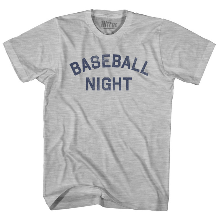 Baseball Night Womens Cotton Junior Cut T-Shirt - Grey Heather