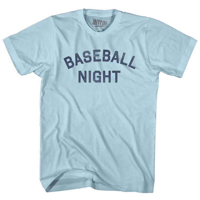 Baseball Night Adult Cotton T-shirt - Light Blue