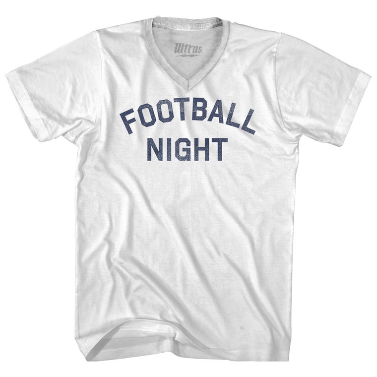 Football Night Adult Tri-Blend V-neck T-shirt - White