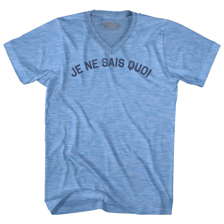 Je Ne Sais Quoi Adult Tri-Blend V-neck T-shirt - Athletic Blue