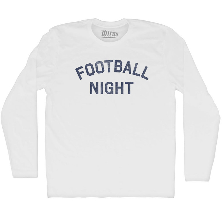 Football Night Adult Cotton Long Sleeve T-shirt - White