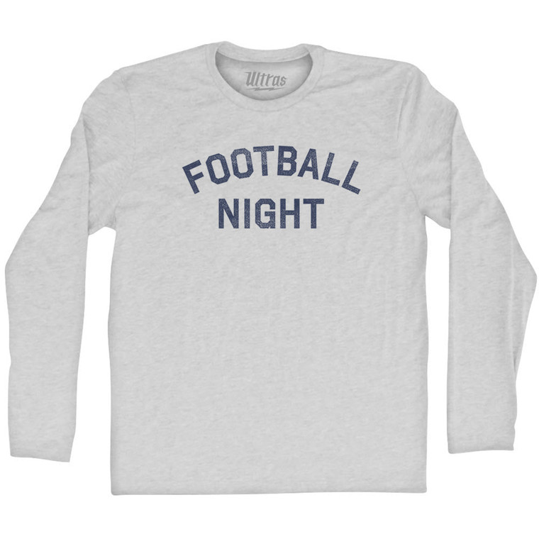 Football Night Adult Cotton Long Sleeve T-shirt - Grey Heather