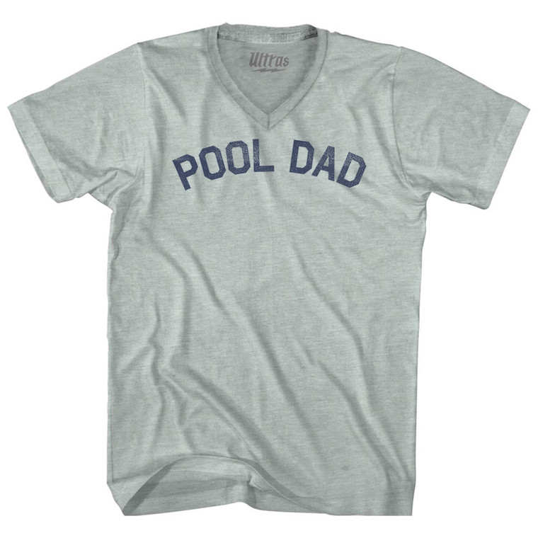 Pool Dad Adult Tri-Blend V-neck T-shirt - Athletic Cool Grey