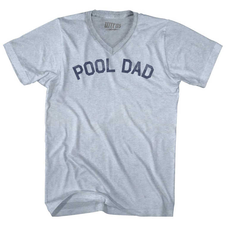 Pool Dad Adult Tri-Blend V-neck T-shirt - Athletic White