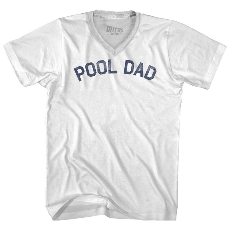 Pool Dad Adult Tri-Blend V-neck T-shirt - White