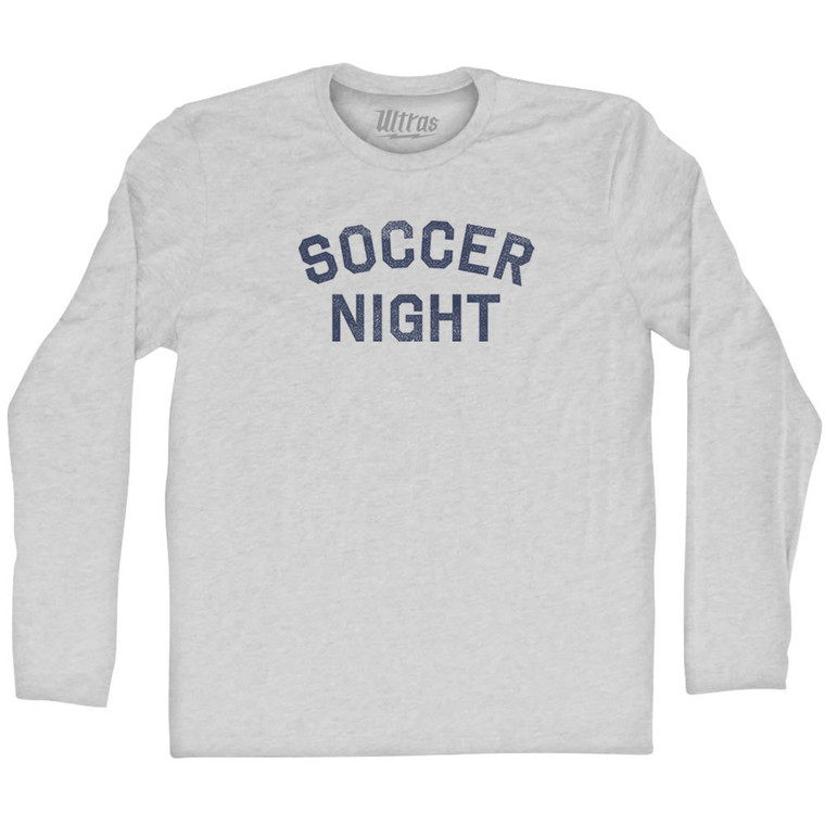 Soccer Night Adult Cotton Long Sleeve T-shirt - Grey Heather