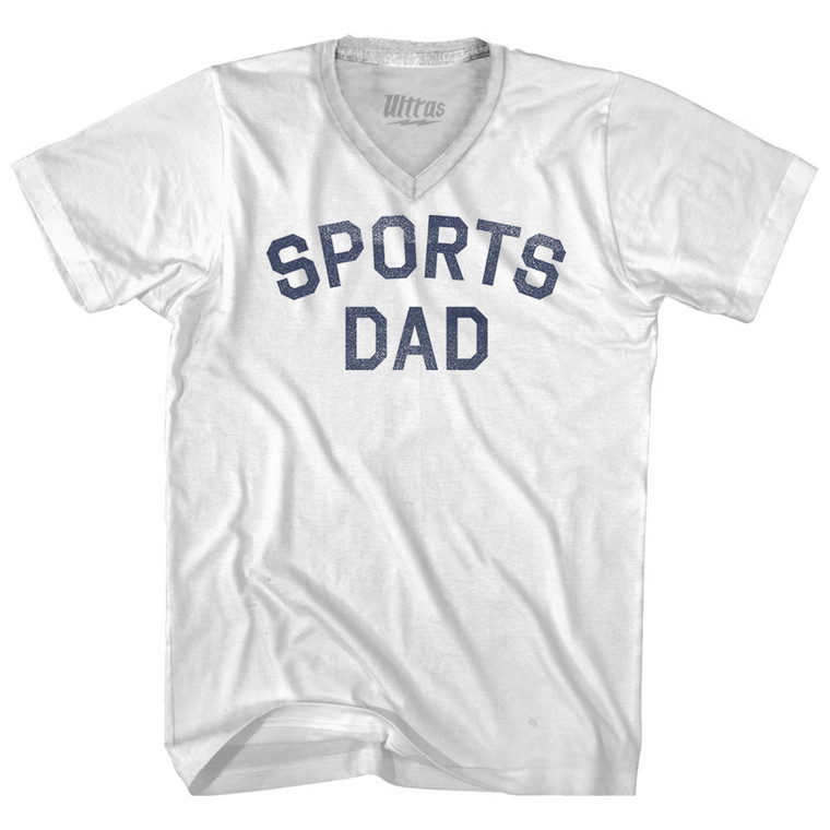 Sports Dad Adult Tri-Blend V-neck T-shirt - White