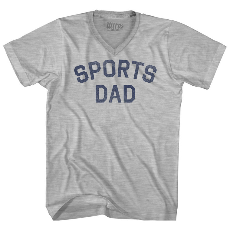 Sports Dad Adult Cotton V-neck T-shirt - Grey Heather