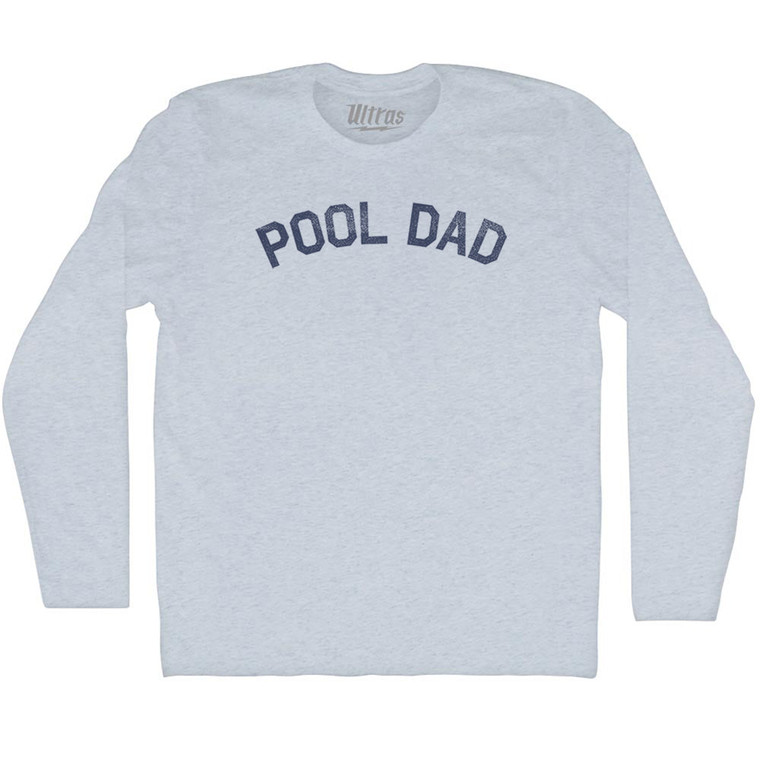 Pool Dad Adult Tri-Blend Long Sleeve T-shirt - Athletic White