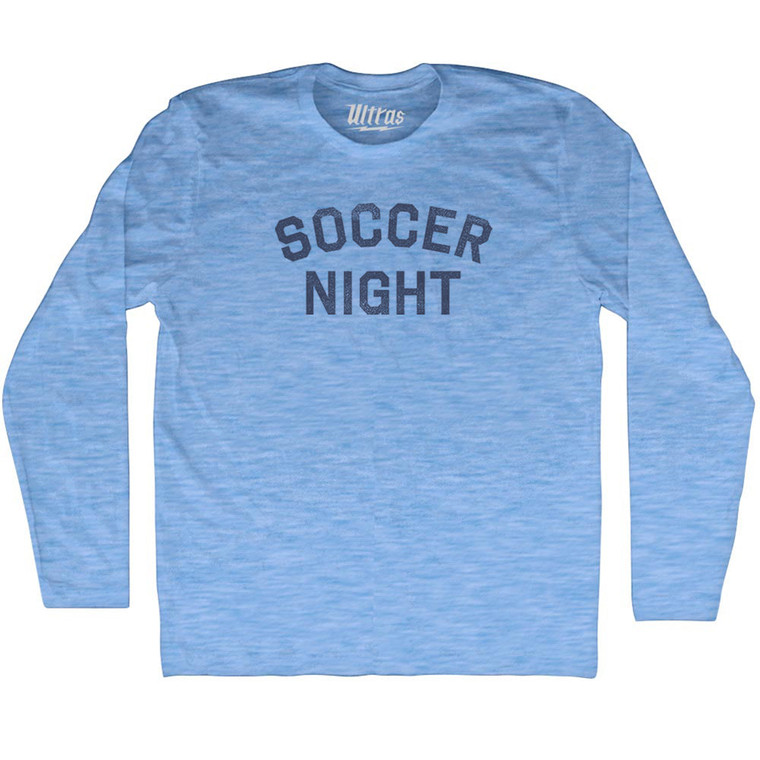 Soccer Night Adult Tri-Blend Long Sleeve T-shirt - Athletic Blue