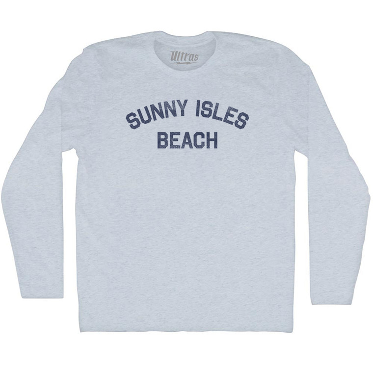 Sunny Isles Beach Adult Tri-Blend Long Sleeve T-shirt - Athletic White