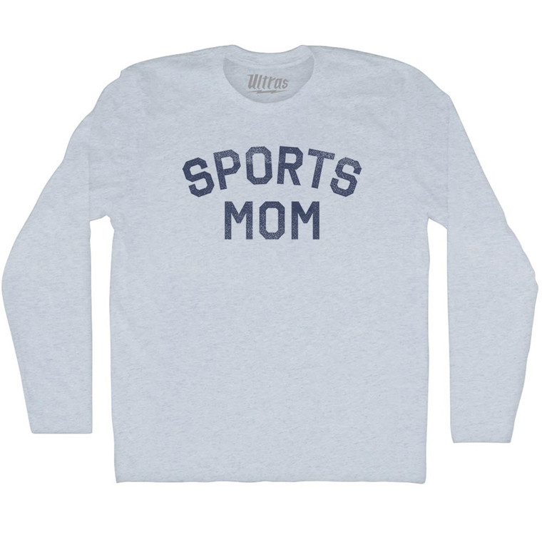 Sports Mom Adult Tri-Blend Long Sleeve T-shirt - Athletic White