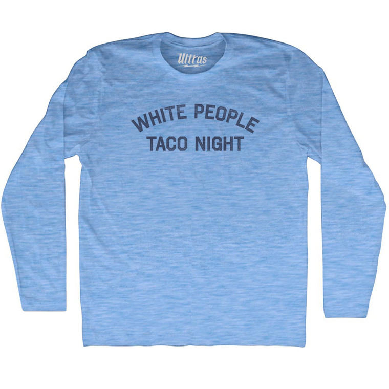 White People Taco Night Adult Tri-Blend Long Sleeve T-shirt - Athletic Blue