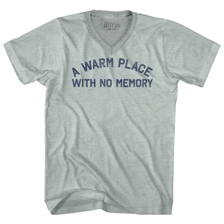 A Warm Place With No Memory Adult Tri-Blend V-neck T-shirt - Athletic Cool Grey