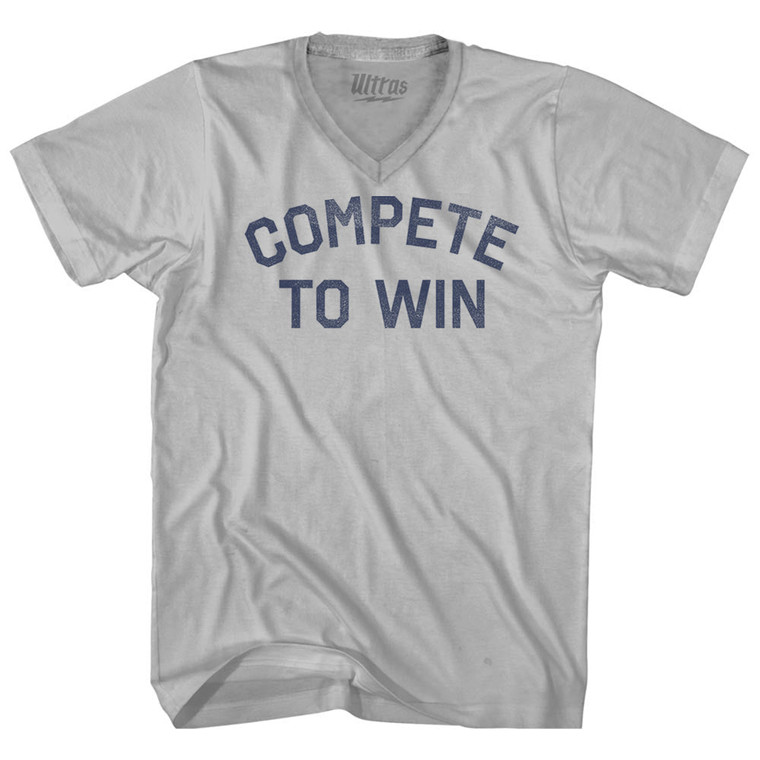Compete To Win Adult Tri-Blend V-neck T-shirt - Cool Grey