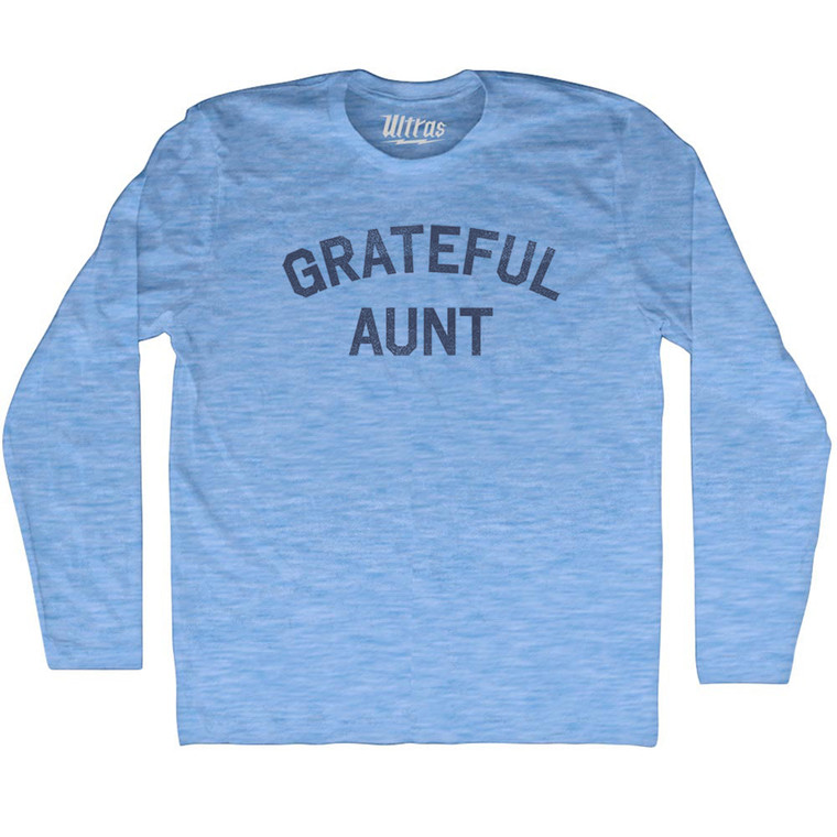 Grateful Aunt Adult Tri-Blend Long Sleeve T-shirt - Athletic Blue