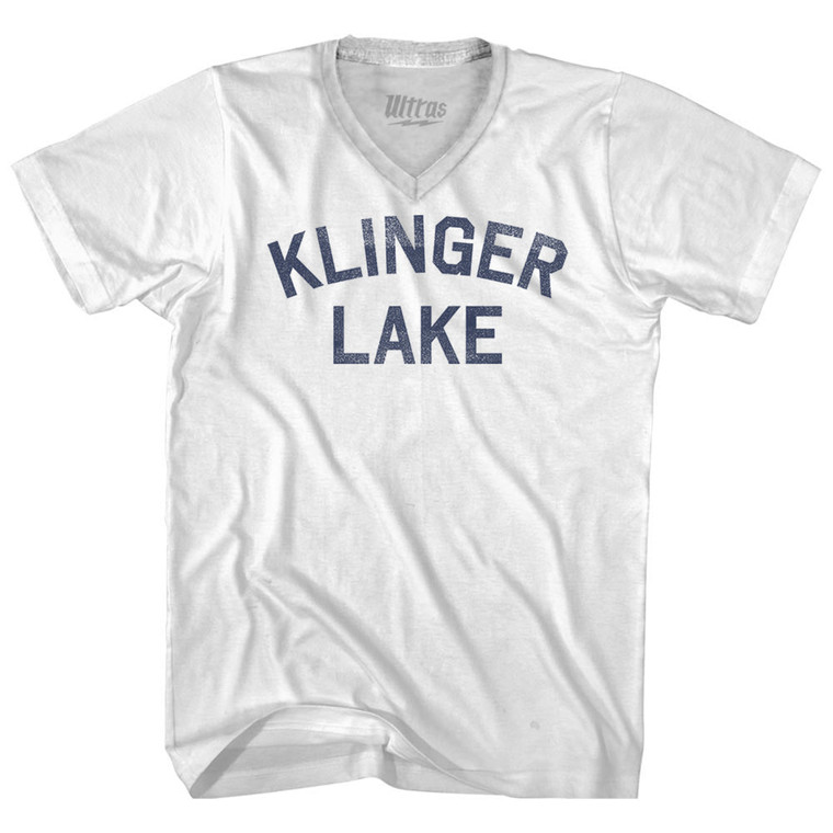 Klinger Lake Adult Tri-Blend V-neck T-shirt - White