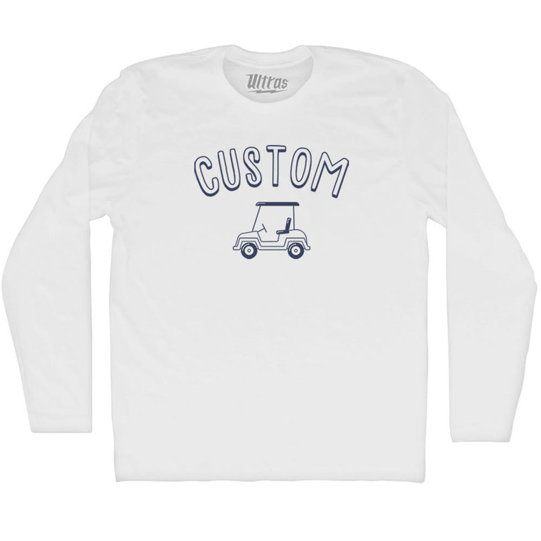 Custom Golf Cart Adult Cotton Long Sleeve T-shirt - White