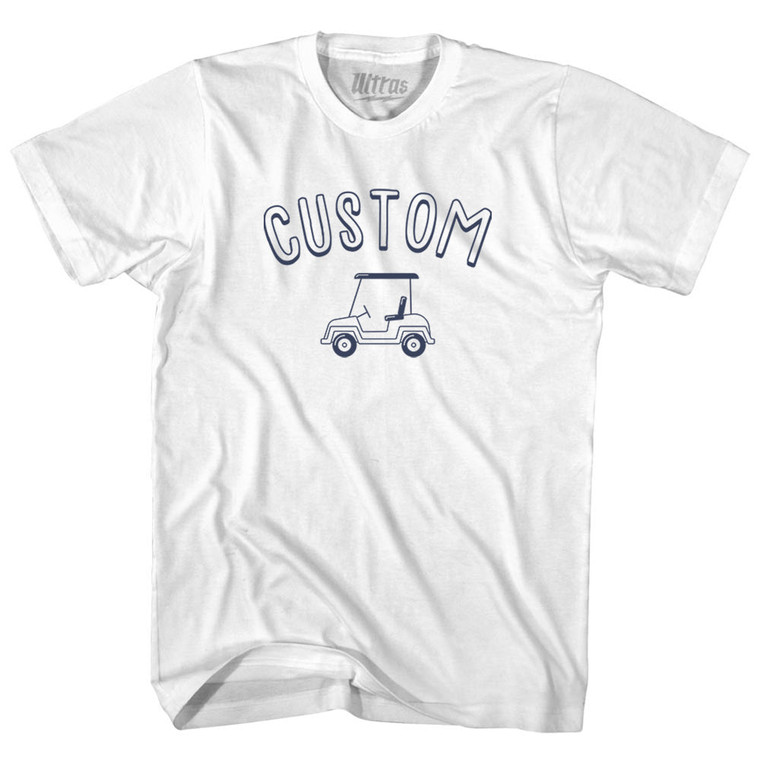 Custom Golf Cart Adult Cotton T-shirt - White