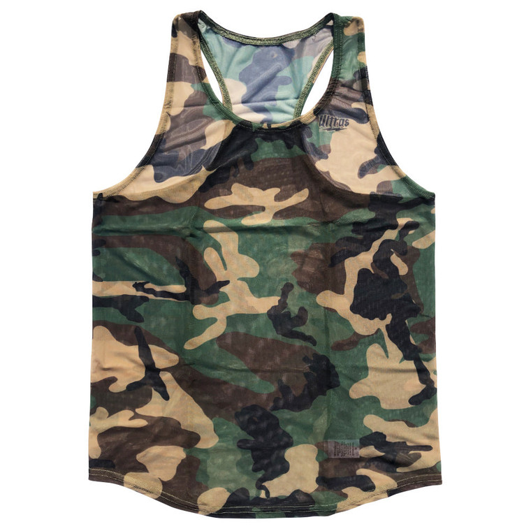 Ultras Sheer Army Camo Micro-Mesh Running Tank Top Racerback Track And Cross Country Singlet Jersey Made In USA - Army Camo