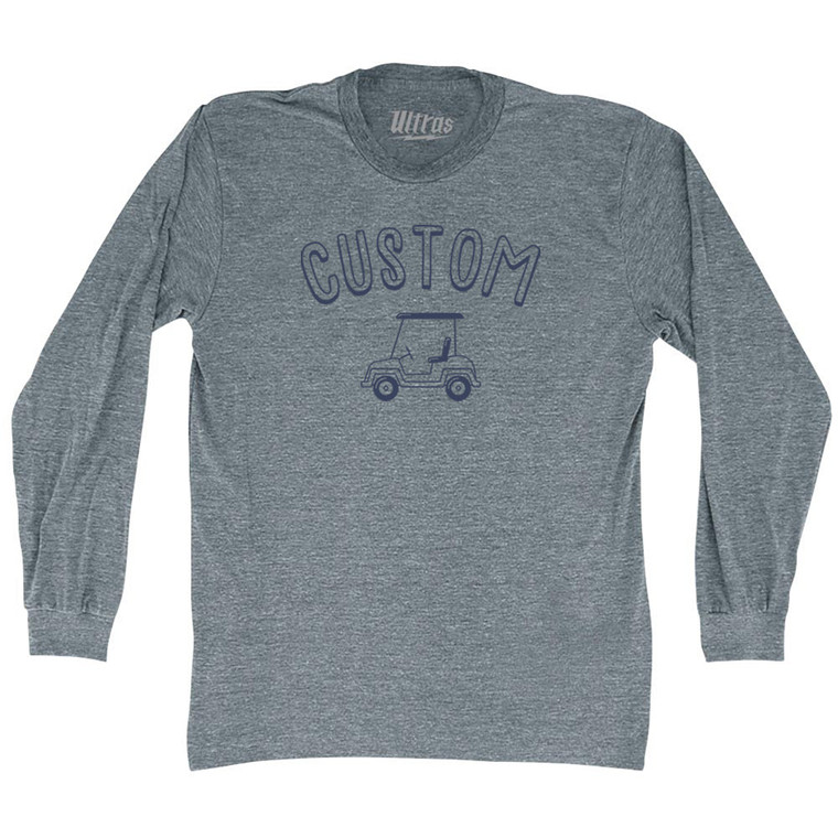 Custom Golf Cart Adult Tri-Blend Long Sleeve T-shirt - Athletic Grey