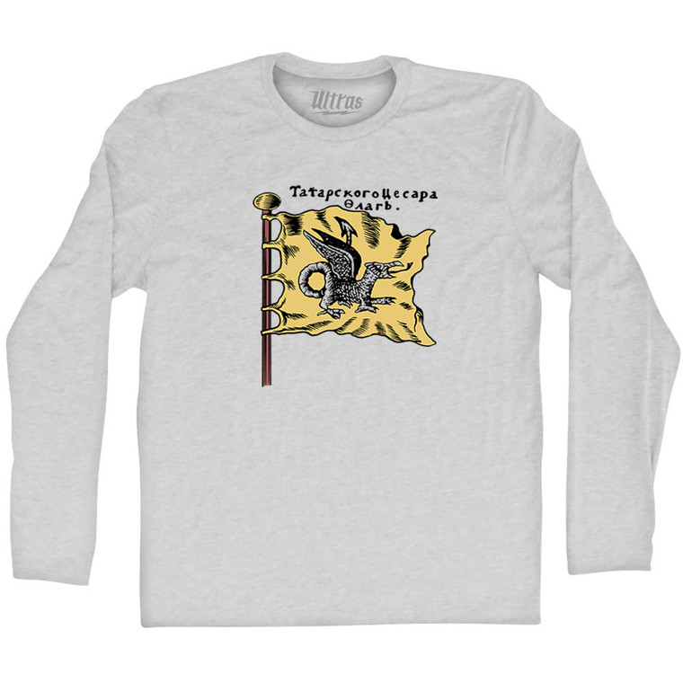 Dragon Flag Adult Cotton Long Sleeve T-shirt - Grey Heather