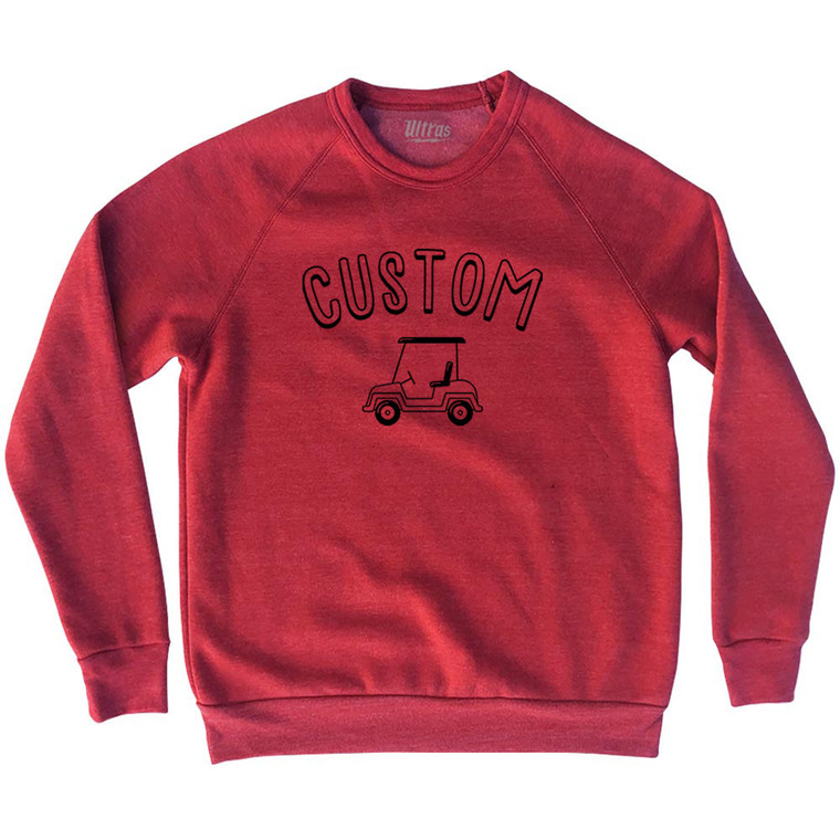 Custom Golf Cart Adult Tri-Blend Sweatshirt - Red Heather