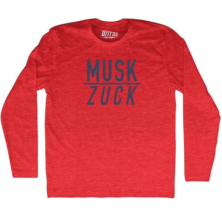 Musk Over Zuck Adult Tri-Blend Long Sleeve T-shirt - Athletic Red