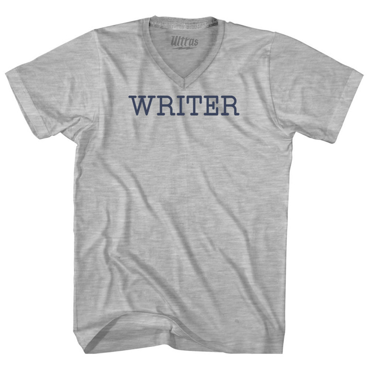 Writer Adult Cotton V-neck T-shirt - Grey Heather