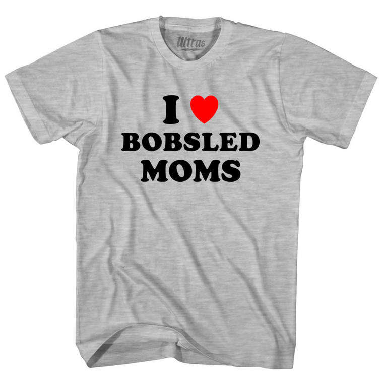 I Love Bobsled Moms Youth Cotton T-shirt - Grey Heather