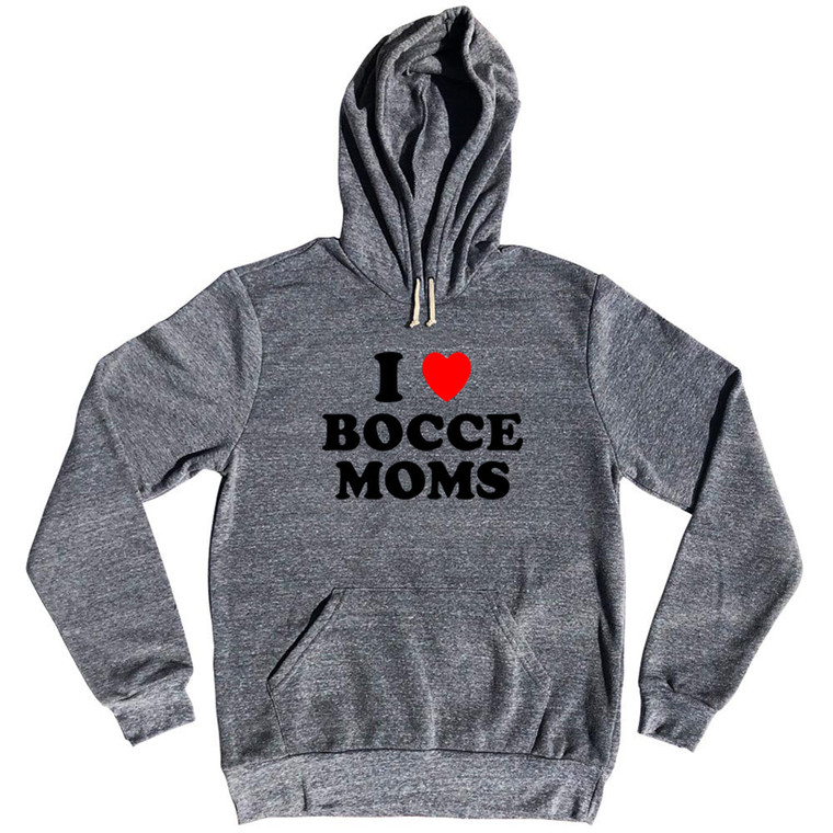 I Love Bocce Moms Tri-Blend Hoodie - Athletic Grey