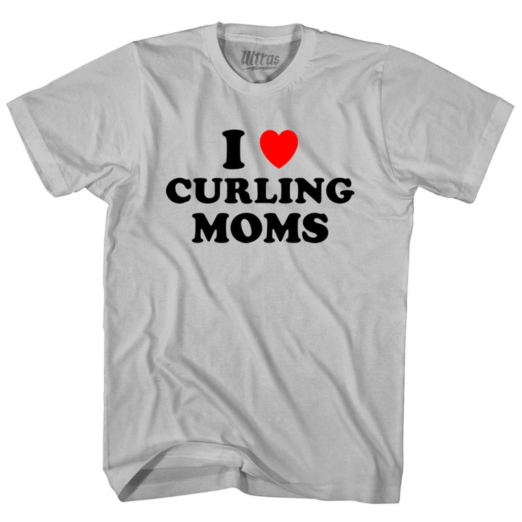 I Love Curling Moms Adult Cotton T-shirt - Cool Grey