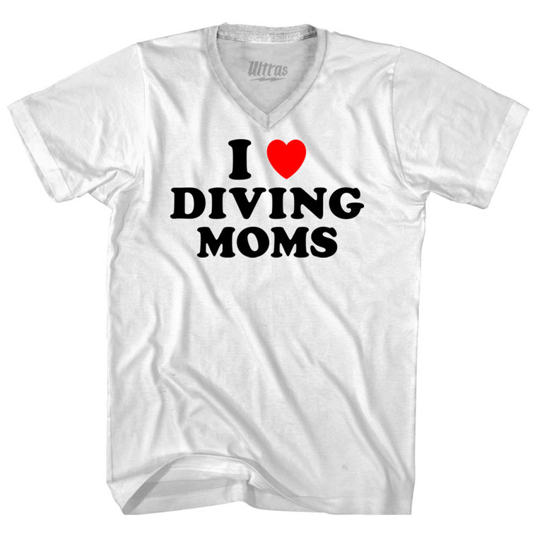 I Love Diving Moms Adult Tri-Blend V-neck T-shirt - White