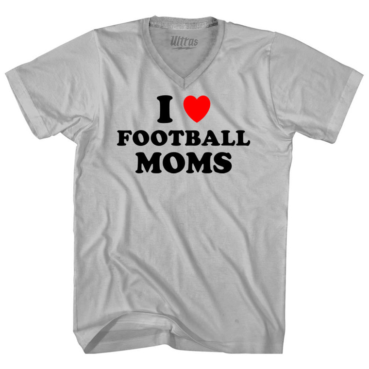 I Love Football Moms Adult Tri-Blend V-neck T-shirt - Cool Grey