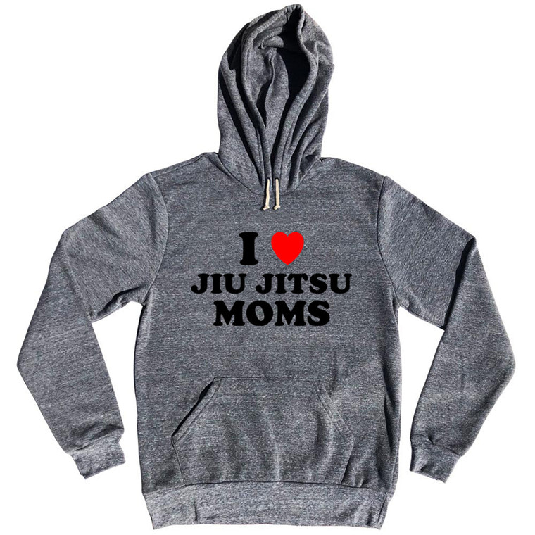 I Love Jiu Jitsu Moms Tri-Blend Hoodie - Athletic Grey